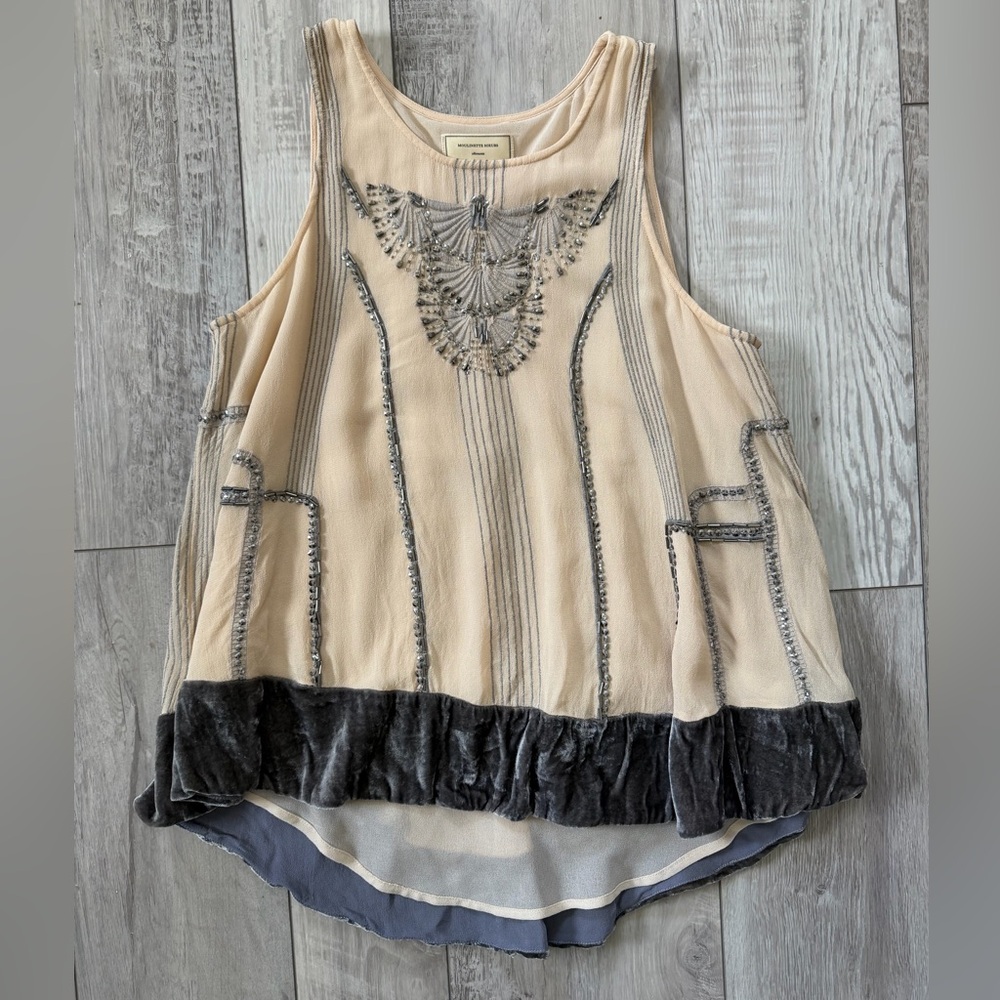 Anthropologie Moulinette Soeurs Dainty Velvet Beaded Boho Fairy Tank- medium - Picture 7 of 14